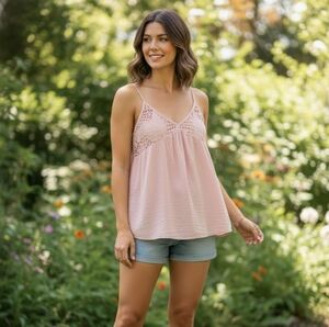 Astr Blush Lace Camisole Top